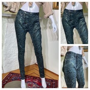 NÜ Denmark Offside Zip Metallic Leopard Print Jean